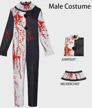 Bloedige Art the Clown Kostuum - Terrifier Killer Clown Jumpsuit voor Halloween & Carnavalsfeest