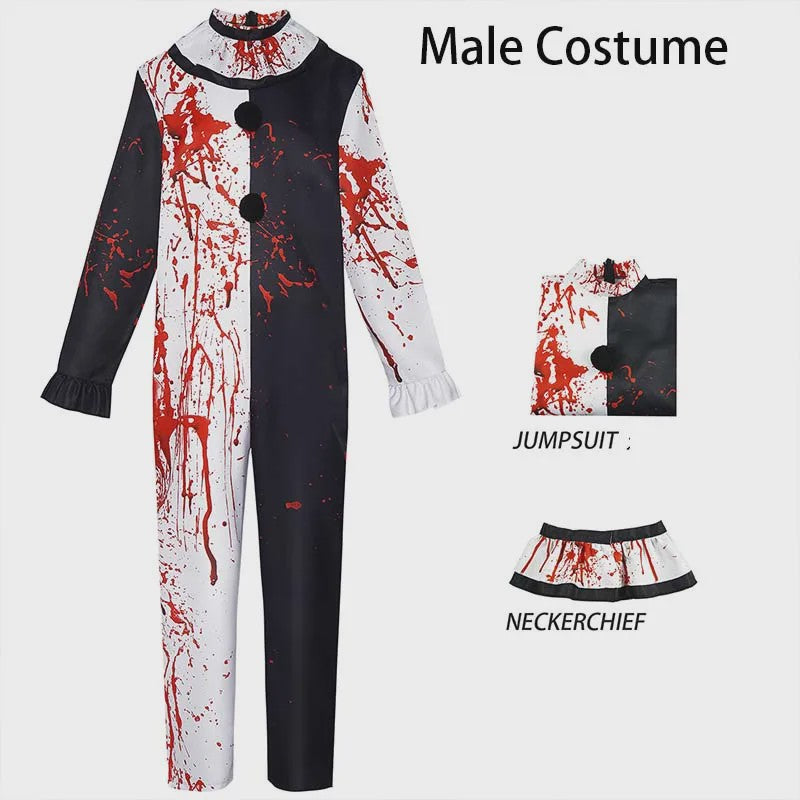 Bloedige Art the Clown Kostuum - Terrifier Killer Clown Jumpsuit voor Halloween & Carnavalsfeest