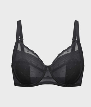 Elegante Kanten Minimizer Bh met Polkadot Dessin - Volledige Bedekking & Stevigheid