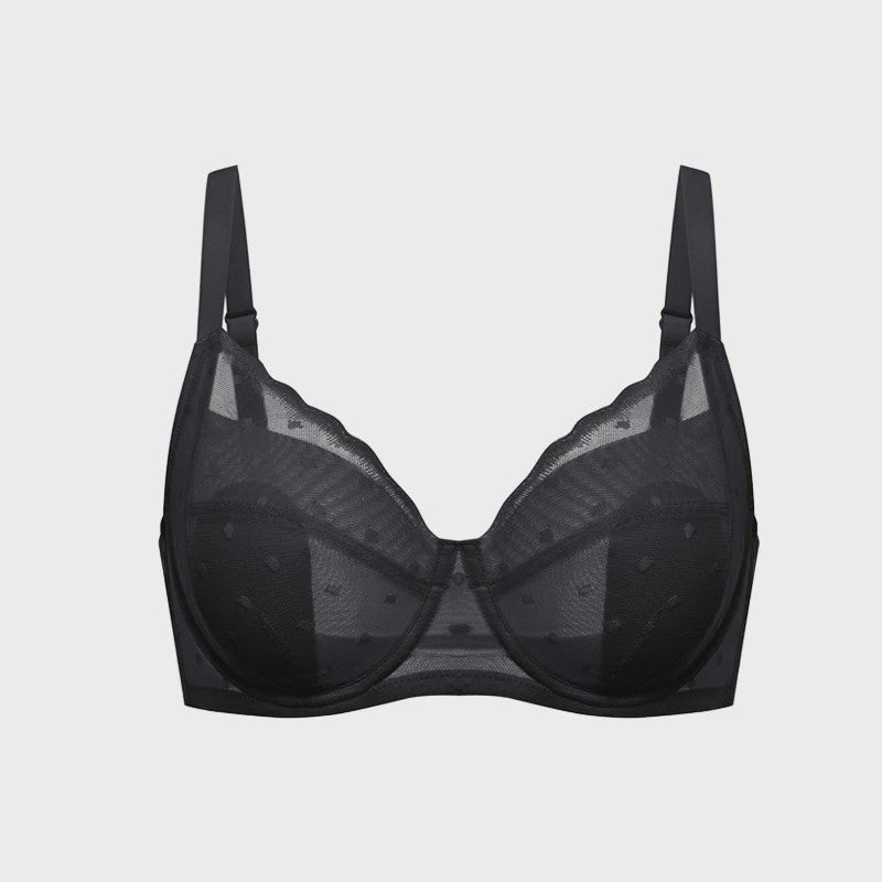 Elegante Kanten Minimizer Bh met Polkadot Dessin - Volledige Bedekking & Stevigheid