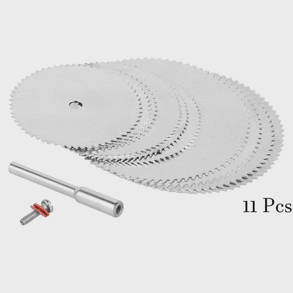 11-delige set mini cirkelzaagbladen: Precisie snijden in metaal, hout & plastic