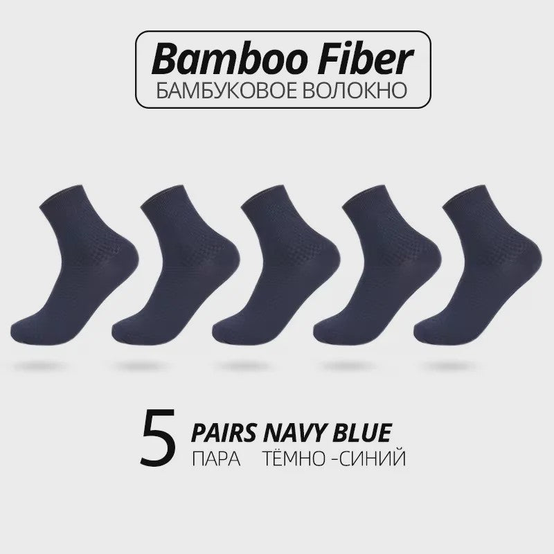 5 Paar Bamboevezel Herensokken - Comfortabel, Ademend & Zakelijk/Casual