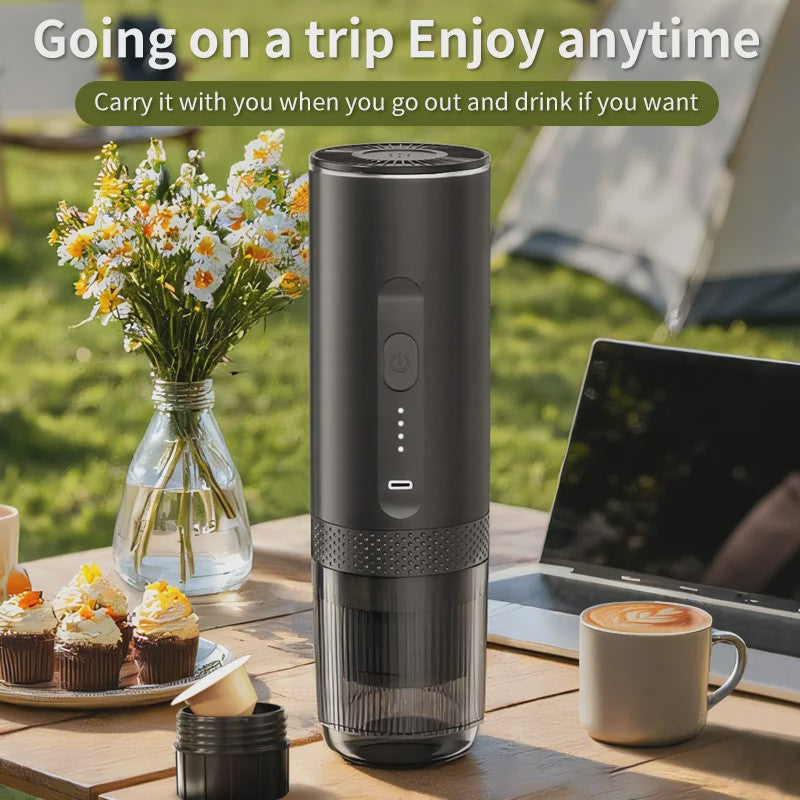 Draagbare 2-in-1 Koffiemachine: Draadloos, Elektrisch, voor Auto, Thuis & Camping - Capsules & Gemalen Koffie