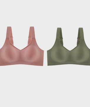 Set van 2 Naadloze Comfort BH's met V-hals en Brede Bandjes - Draadloos & Onzichtbaar