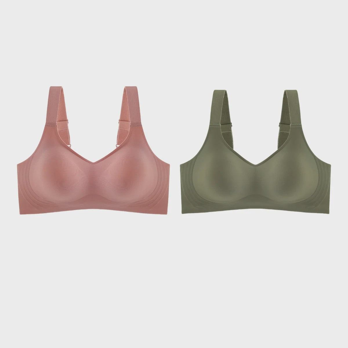 Set van 2 Naadloze Comfort BH's met V-hals en Brede Bandjes - Draadloos & Onzichtbaar