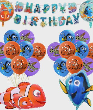Nemo & Dory Verjaardagsdecoratie Set: Ballonnen, Banner & Cake Topper