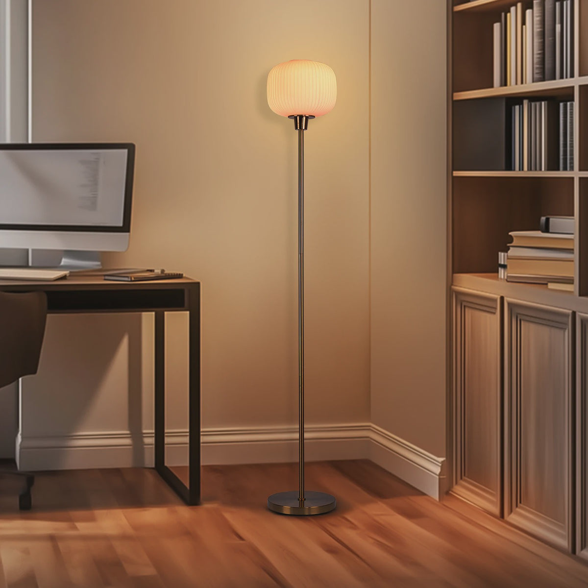 Moderne Staande Lamp met Bolvormige Glazen Kap - Sfeervolle Decoratie voor Elke Ruimte