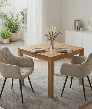 Set van 2 Moderne Gestoffeerde Eetkamerstoelen met Armleuningen - Comfortabel Corduroy & Stabiele Metalen Poten