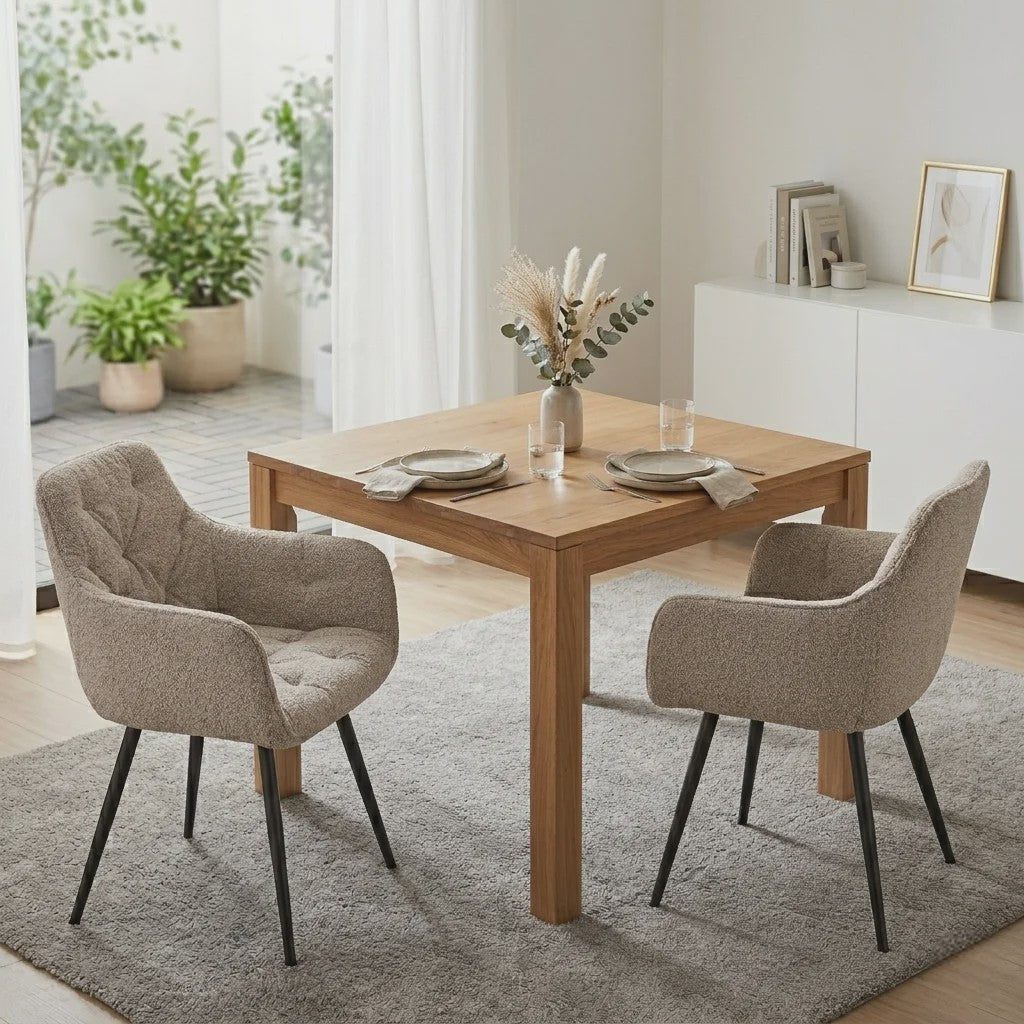 Set van 2 Moderne Gestoffeerde Eetkamerstoelen met Armleuningen - Comfortabel Corduroy & Stabiele Metalen Poten
