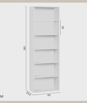 Stijlvolle Open Boekenkast met 6 Legborden - Ideaal voor Woonkamer, Kantoor of Studiekamer