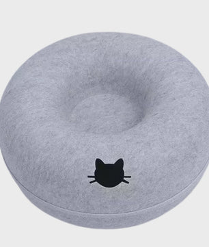 Felt Donut Kattenmand - 2-in-1 Huisje, Tunnel & Speelplek voor Katten en Kleine Honden