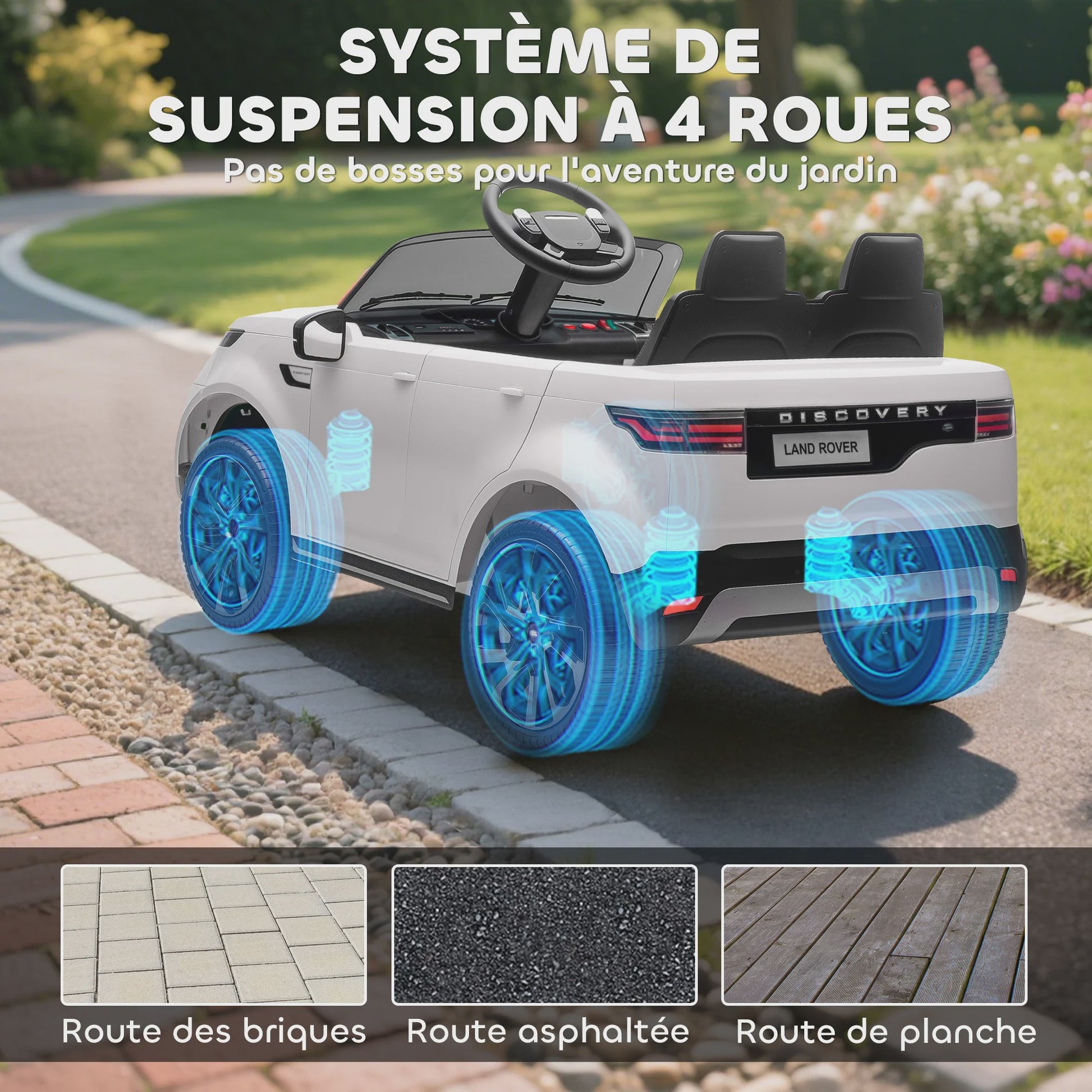 Elektrische Kinderauto Land Rover Discovery 12V - Met Afstandsbediening & 2 Motoren - Wit