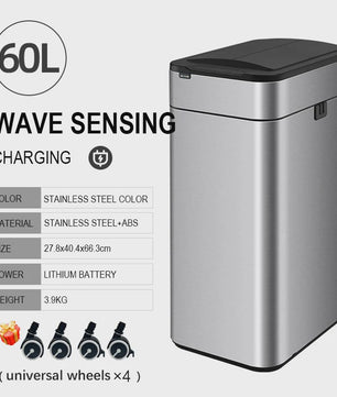 Slimme Vuilnisbak met Sensor - RVS - 20-60L - Automatisch Openen & Sluiten