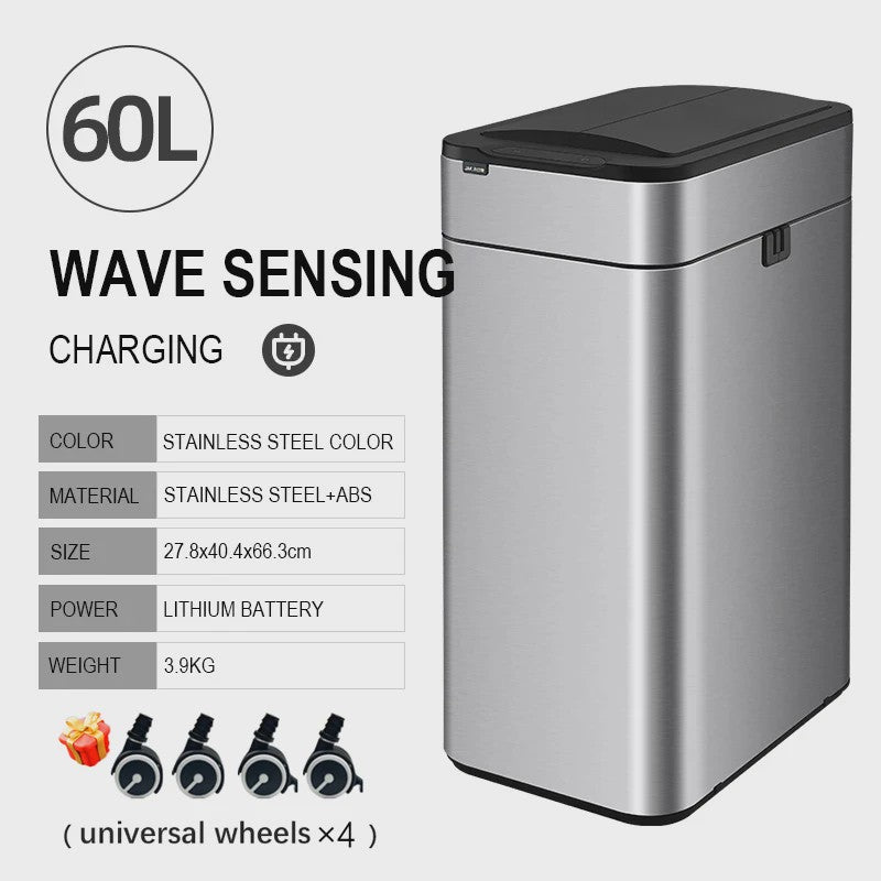 Slimme Vuilnisbak met Sensor - RVS - 20-60L - Automatisch Openen & Sluiten