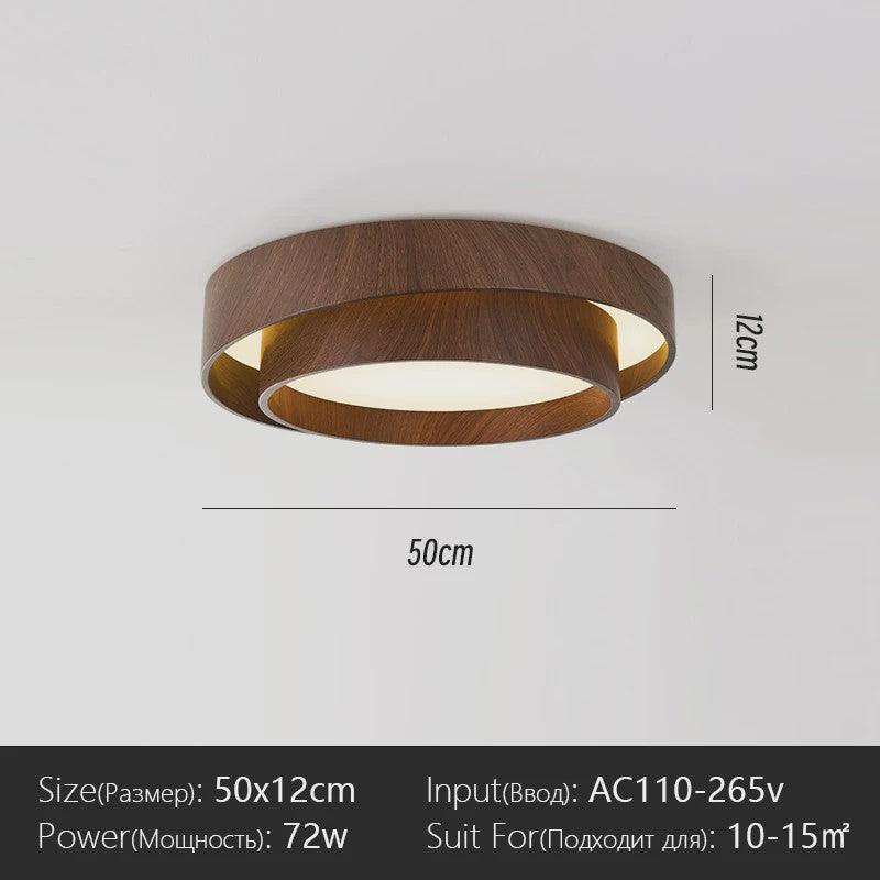 Nordic Walnoothouten LED Plafondlamp - Stijlvolle Verlichting voor Woonkamer, Eetkamer, Balkon, Slaapkamer