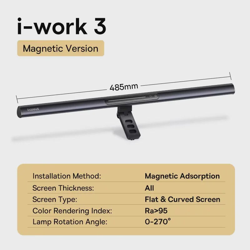 Baseus Magnetische Monitor Lamp - USB Bureaulamp voor Laptop & PC Scherm