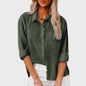 Dames Blouse met Lange Mouwen - Katoen Linnen Look