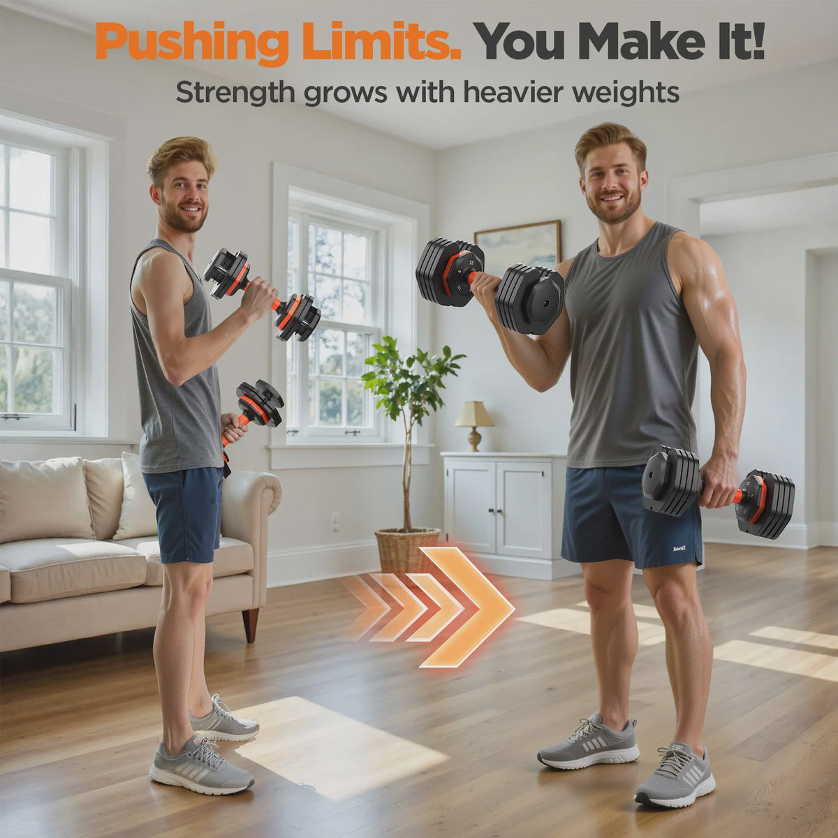 Verstelbare Dumbbell Set (2x 25LB) - Snel Wisselen voor Thuisgym