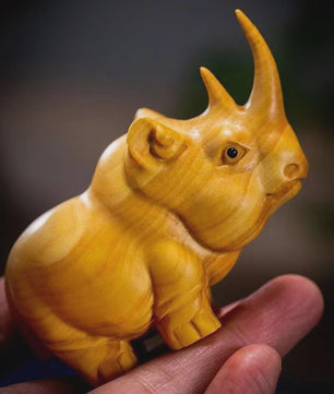 Houten Miniatuur Beeldjes: Olifant, Neushoorn & Nijlpaard - Sfeervolle Huisdecoratie