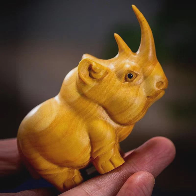 Houten Miniatuur Beeldjes: Olifant, Neushoorn & Nijlpaard - Sfeervolle Huisdecoratie