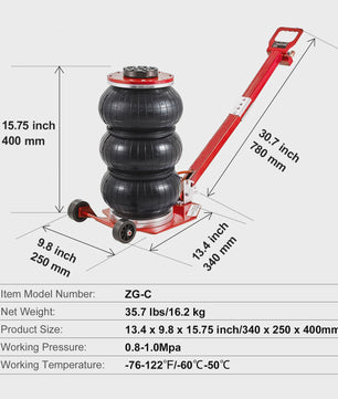 Pneumatische Krik 3 Ton / 5 Ton - Dubbele Balg Air Jack voor Snel en Veilig Hefwerk