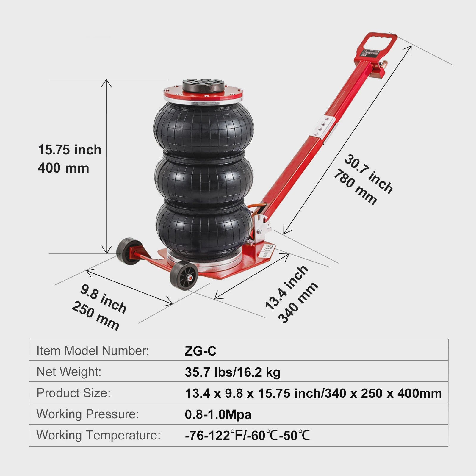 Pneumatische Krik 3 Ton / 5 Ton - Dubbele Balg Air Jack voor Snel en Veilig Hefwerk