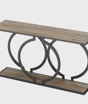 Moderne Console Tafel 55 inch met Faux Marmer - Smalle Entree Tafel met Unieke Basis