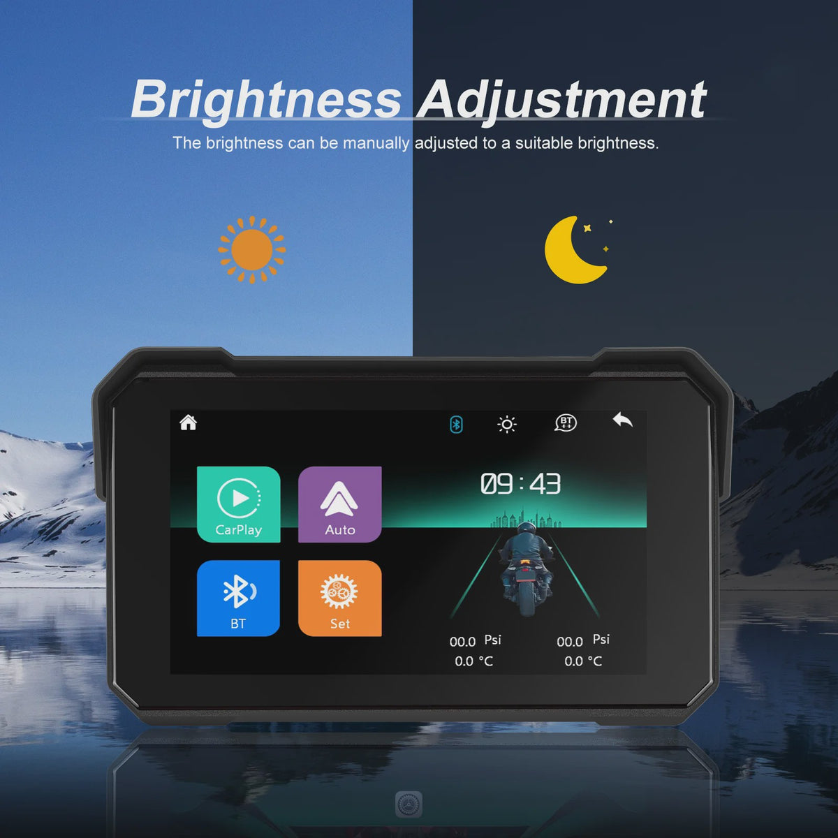 5" IPS Motorfiets Smart Player met GPS, CarPlay & Android Auto - Waterdicht IP68