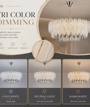 Luxe Plume Kristal Hanglamp - Dimbare LED Verlichting voor Woonkamer, Slaapkamer & Eetkamer