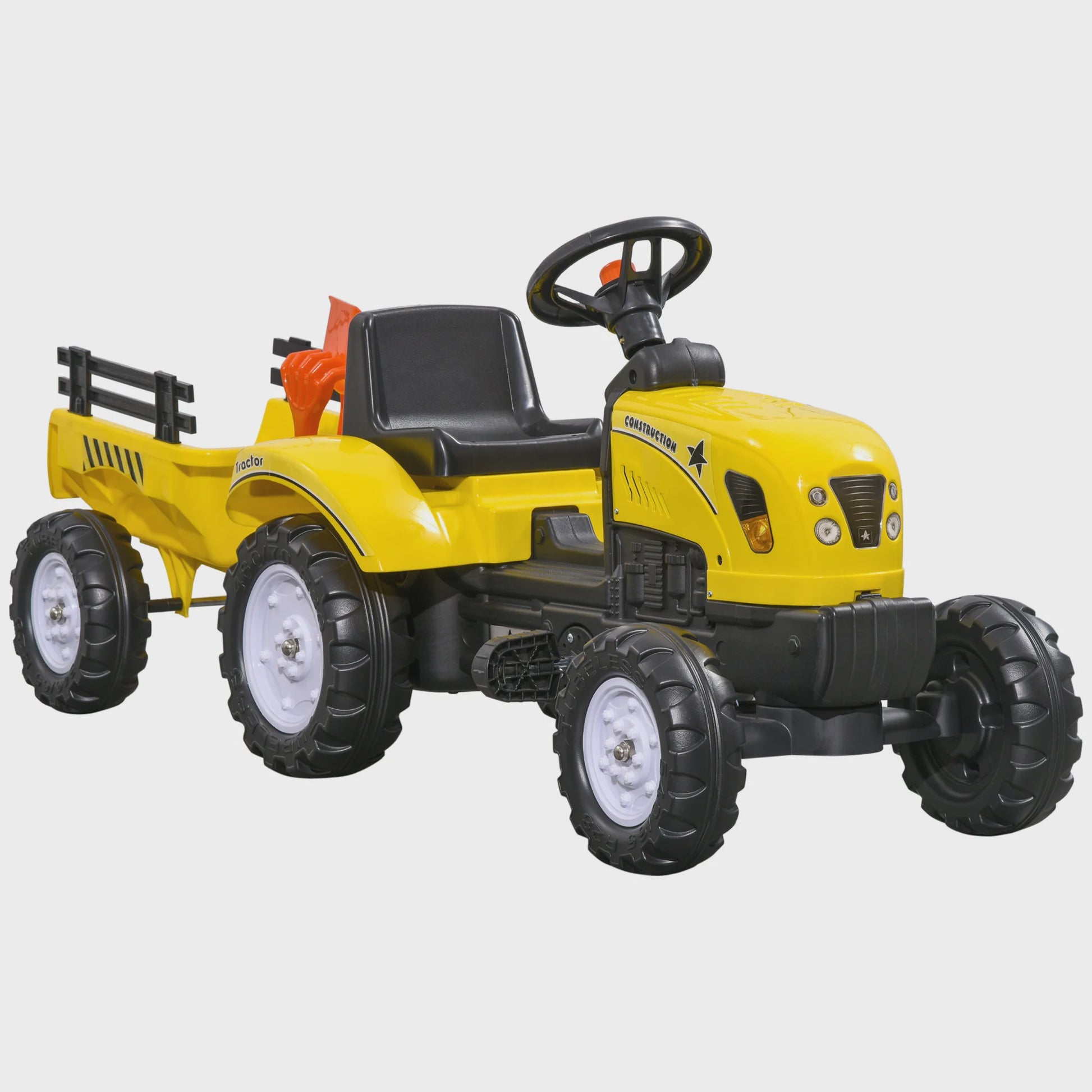 Gele Trap tractor met Aanhanger voor Kinderen - Rijplezier tot 35 kg
