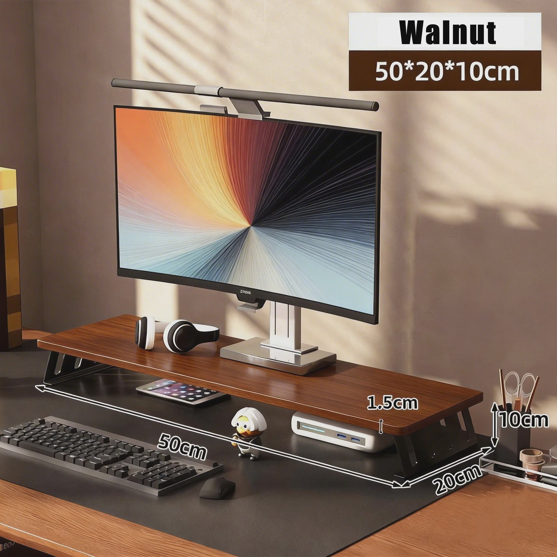 Houten Monitorverhoger met Opbergruimte - Ergonomische Bureau Organizer