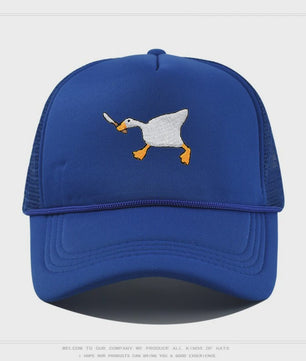 Unieke Geborduurde Baseball Cap met Gans Patroon - Casual Stadsstijl