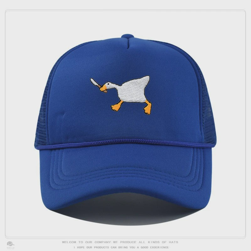 Unieke Geborduurde Baseball Cap met Gans Patroon - Casual Stadsstijl