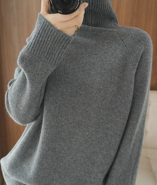 Dames 100% Kasjmier Coltrui - Dikke, Losse Pullover voor Herfst & Winter