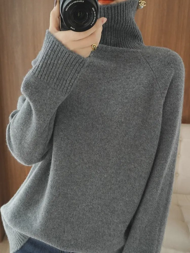 Dames 100% Kasjmier Coltrui - Dikke, Losse Pullover voor Herfst & Winter