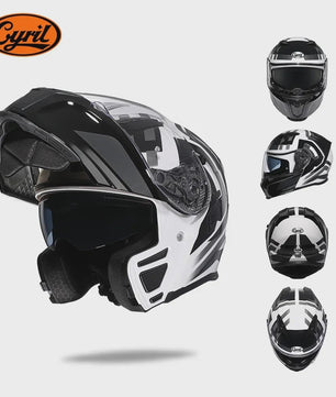 Cyril Motorcross Flip-Up Helm - Volledig Gelaatsmasker met Breed Helder Vizier & DOT Keurmerk
