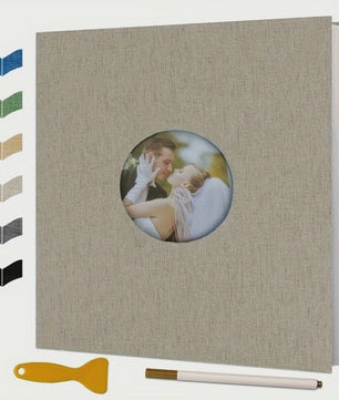 Luxe Linnen Scrapbook Album - Zelfklevend, 40 Pagina's voor 4x6, 5x7, 8x10 Foto's - Inclusief Pen & Tool - Perfect voor Familie & Bruiloft