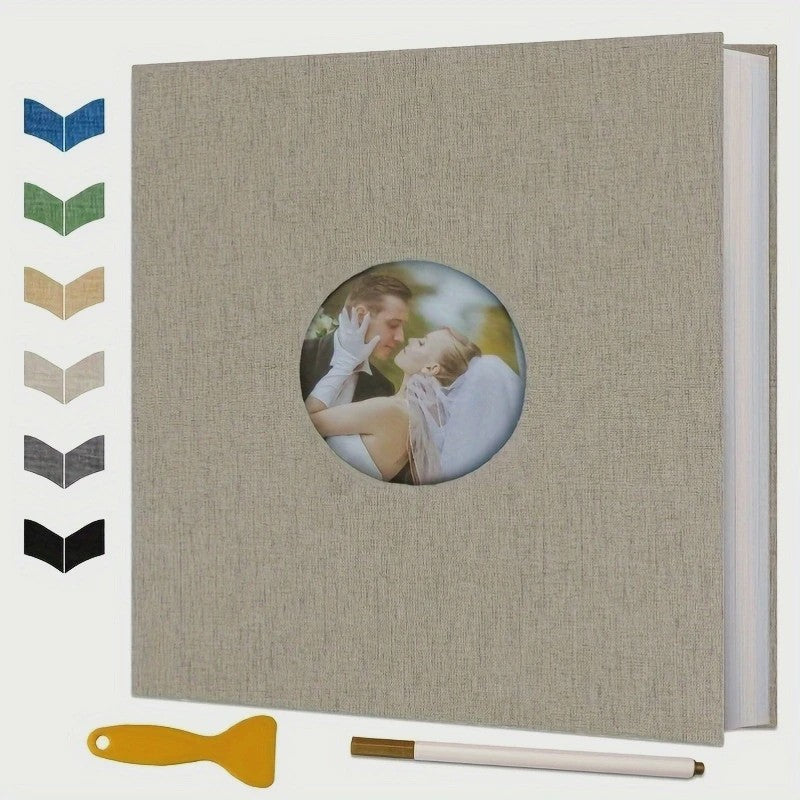 Luxe Linnen Scrapbook Album - Zelfklevend, 40 Pagina's voor 4x6, 5x7, 8x10 Foto's - Inclusief Pen & Tool - Perfect voor Familie & Bruiloft