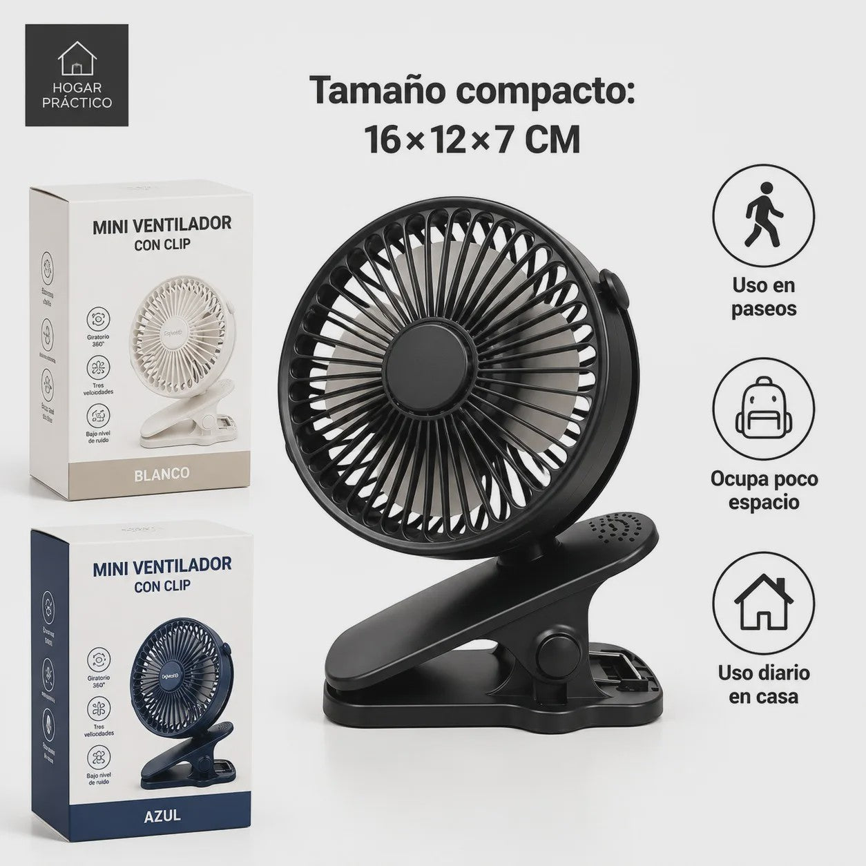 Mini Clip-On Ventilator USB Oplaadbaar - Draagbaar, Instelbaar & 3 Snelheden
