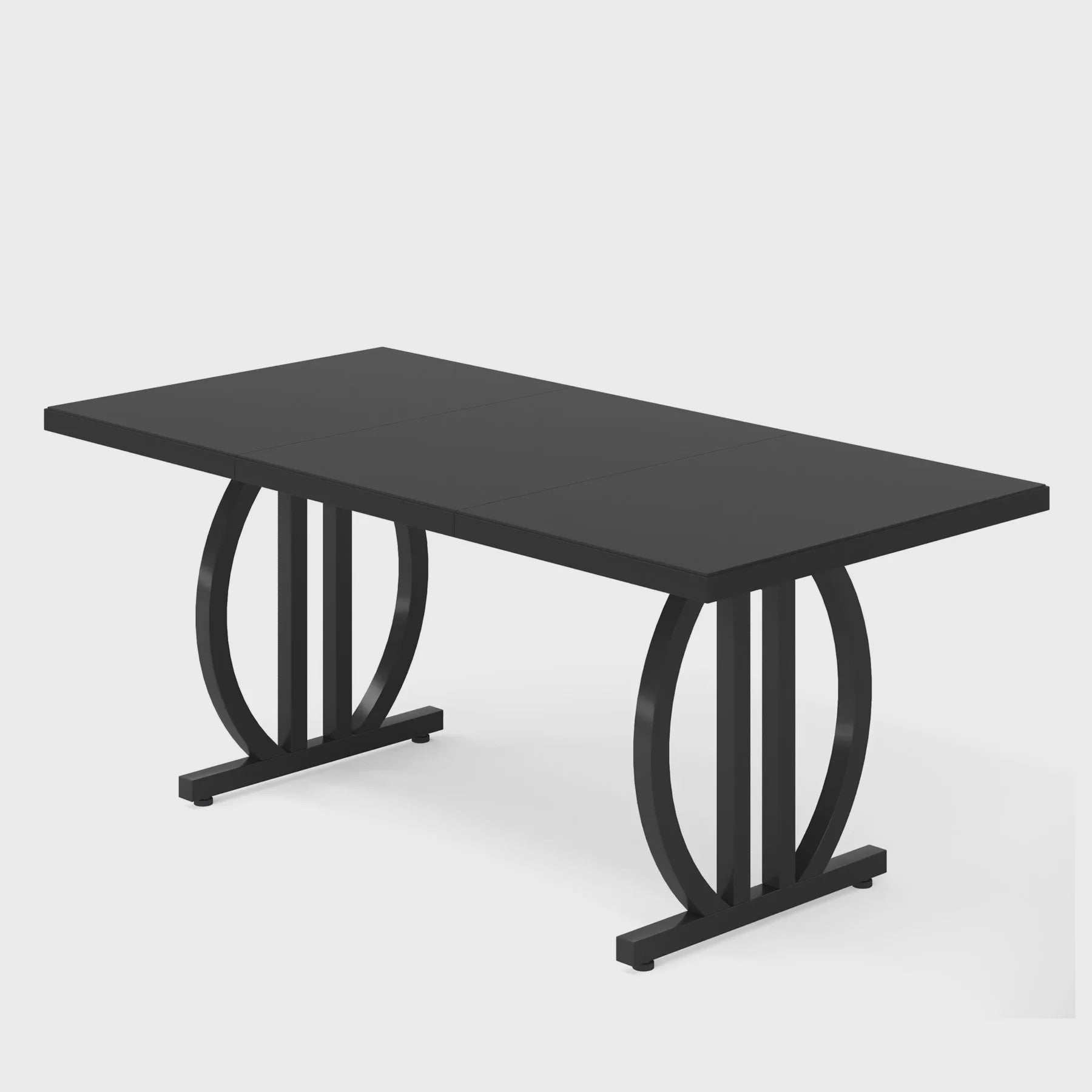 Industriële Eettafel 160 cm voor 4-6 Personen - Zwart met Zwaar Metalen Frame