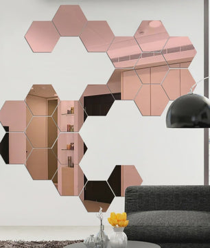 Zelfklevende Hexagon Spiegel Wandstickers - 3D Decoratie voor Elke Ruimte - DIY