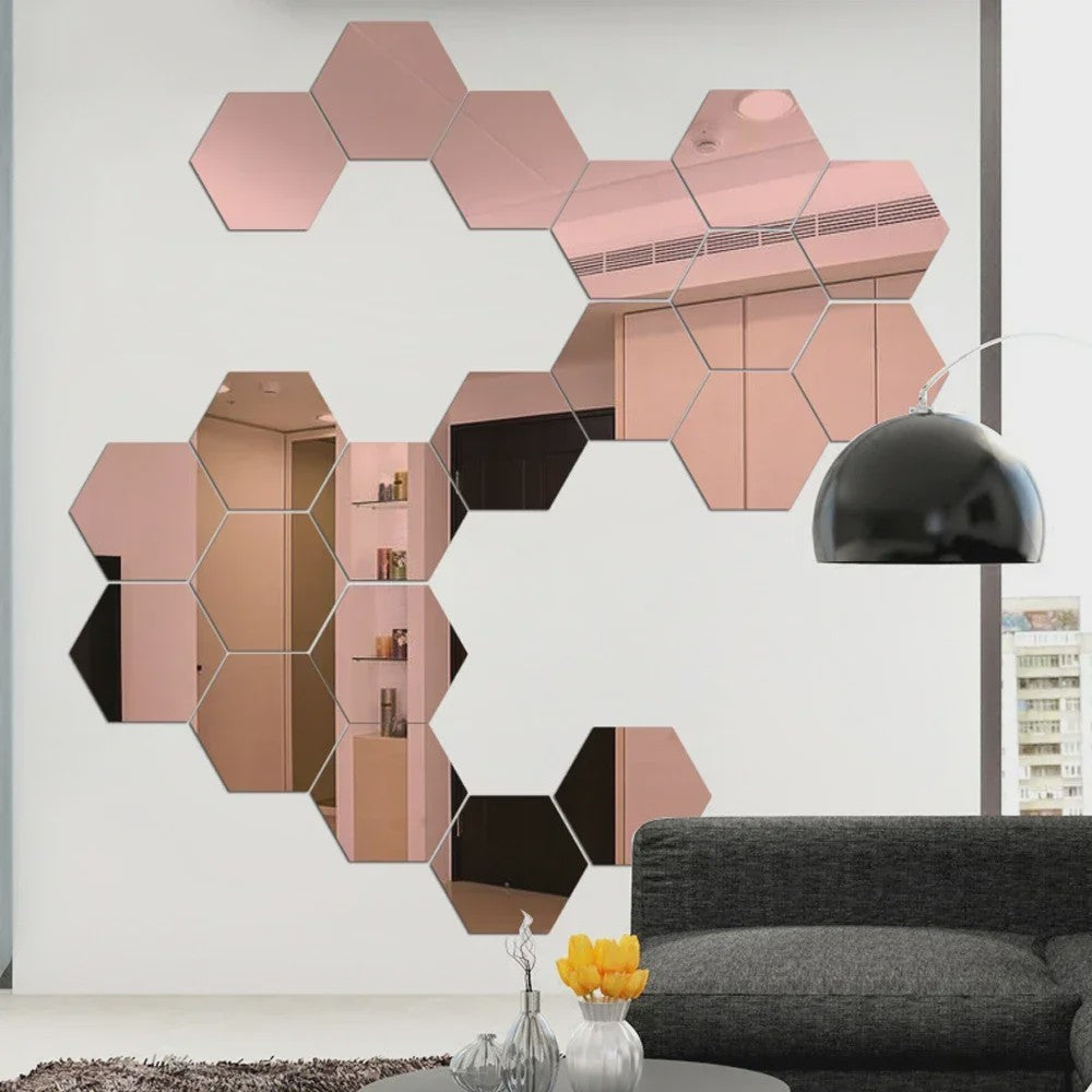 Zelfklevende Hexagon Spiegel Wandstickers - 3D Decoratie voor Elke Ruimte - DIY