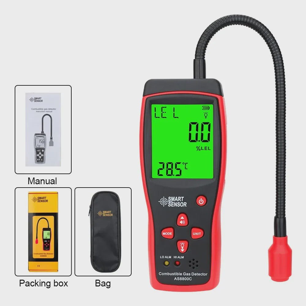 Draagbare Gaslekdetector met Geluid & Licht Alarm (0-10000 PPM)