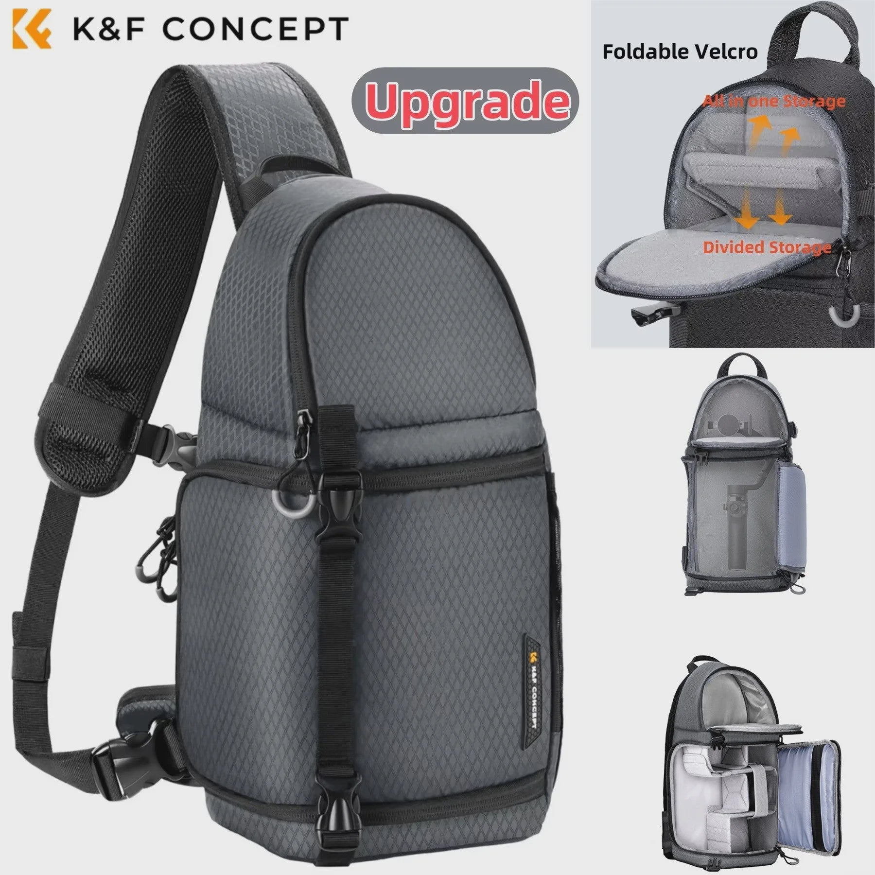 K&F CONCEPT 10L Waterdichte Camera Sling Backpack - Fotografie Rugzak voor DSLR/Mirrorless