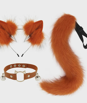 Dierenoren Hoofdband, Staart & Choker Set - Faux Fur Kat, Wolf, Vos - Cosplay & Feestkostuum
