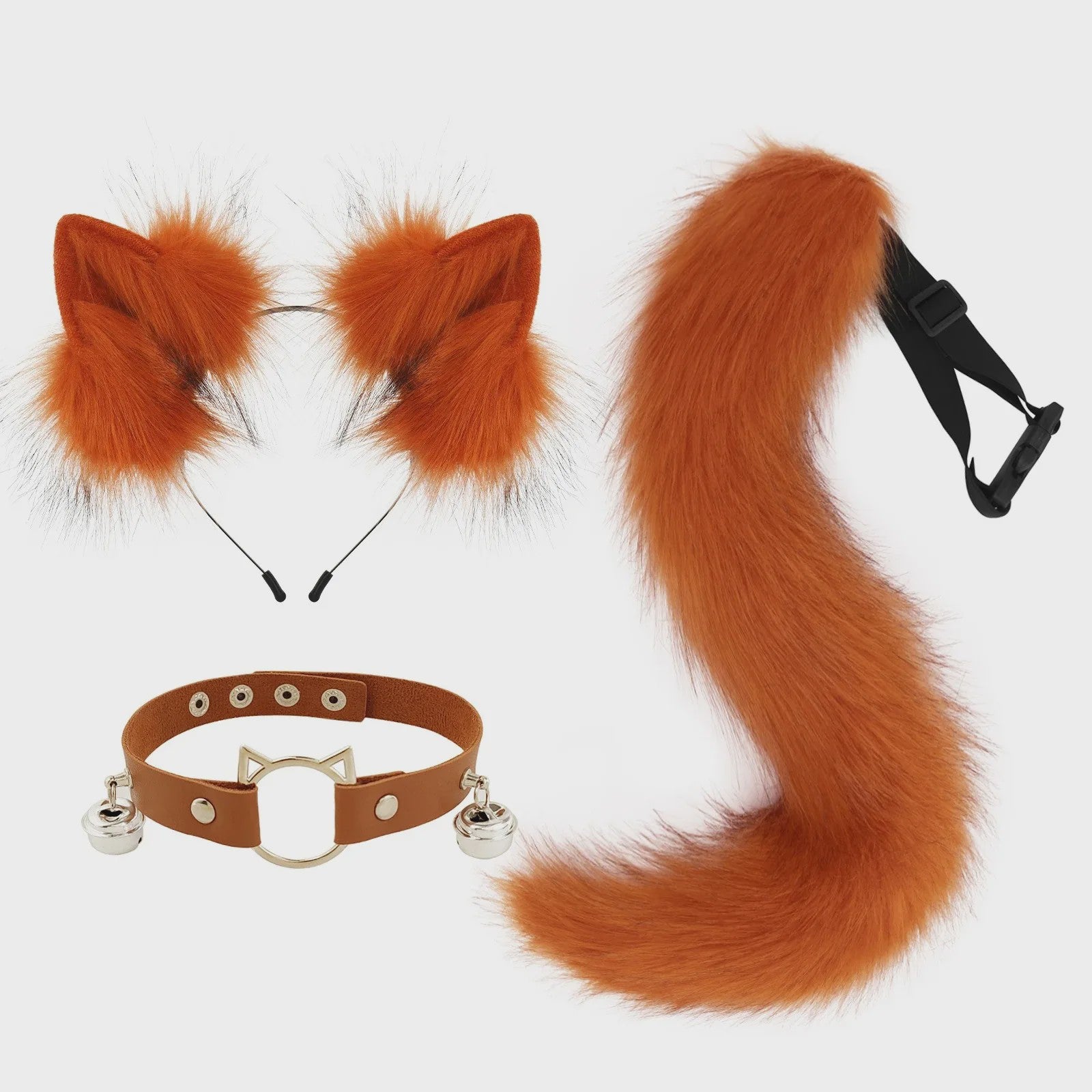 Dierenoren Hoofdband, Staart & Choker Set - Faux Fur Kat, Wolf, Vos - Cosplay & Feestkostuum