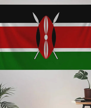 Kenya Vlag Banner - Duurzaam Polyester met 4 Ophangogen - Decoratie voor Binnen & Buiten