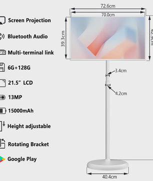 32-Inch Draagbare Smart TV met Touchscreen, Android, 1080P, 60Hz, 15000mAh Batterij & 13MP Camera