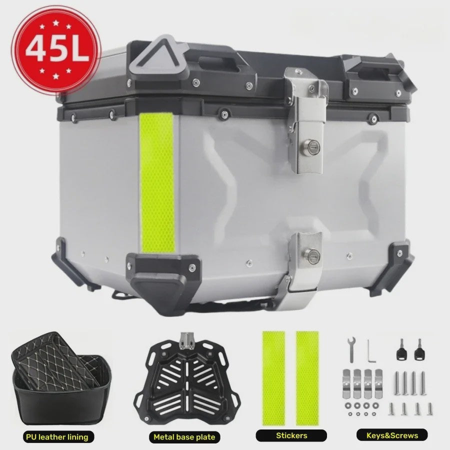 Waterdichte Aluminium Motor Topcase - 45L, 55L, 65L - Helmbox & Bagagebox
