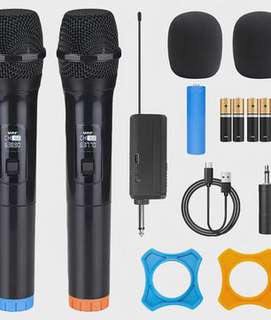 Draadloze Microfoon Set 2.4G - 2 Kanaals Handheld Microfoons voor Karaoke, Feest & Presentatie